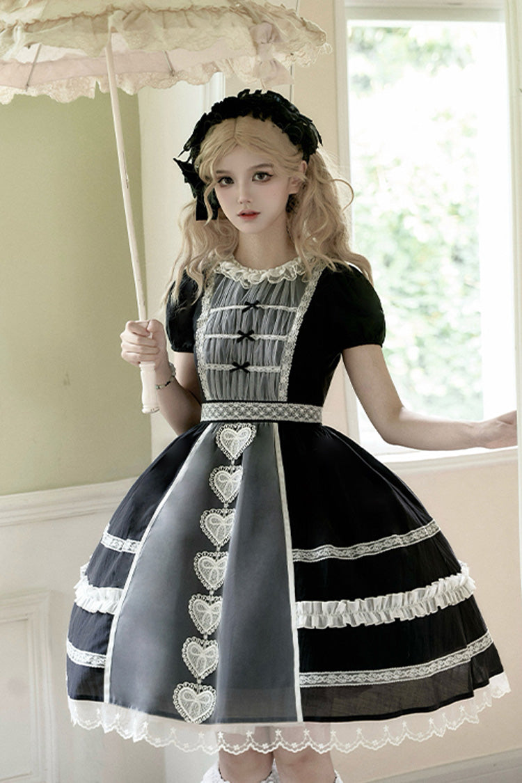 Princess-Style JSK Dress with Bowknot Cardigan and Short Sleeves in Two Colors - RoyalSweet