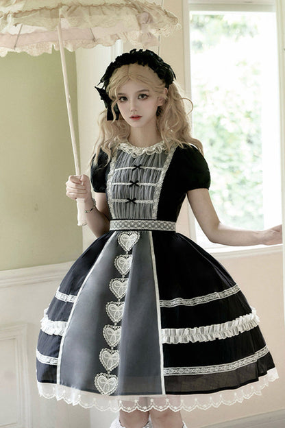Princess-Style JSK Dress with Bowknot Cardigan and Short Sleeves in Two Colors - RoyalSweet
