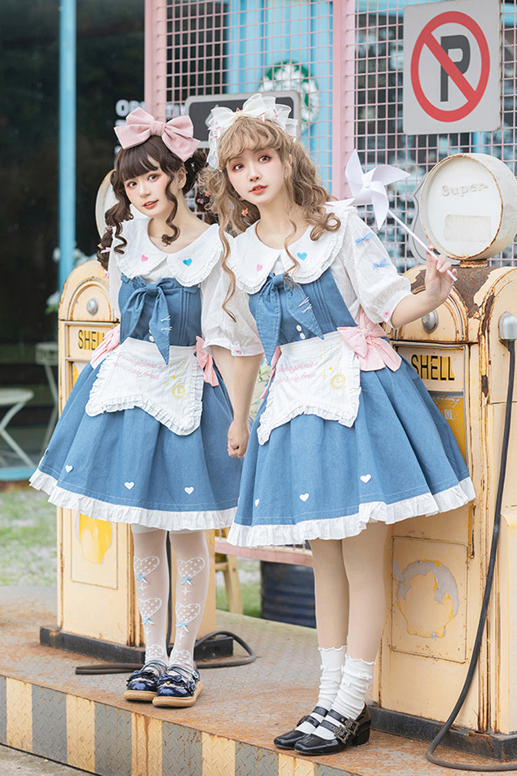Azure Cowboys Are Busy Ruffle Bow Sweet Lolita Strap Gown