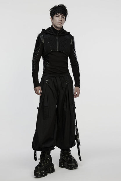 Hooded Punk Vest with Front Zip for Men
