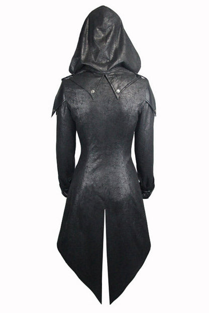 Charcoal Ember Hooded Leather Jacket with Scorched Accents
