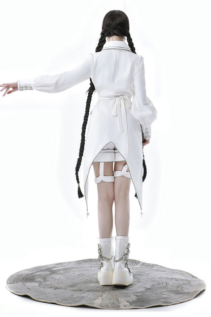 Ivory Futuristic Mechanical Print Ouji Lolita Shorts
