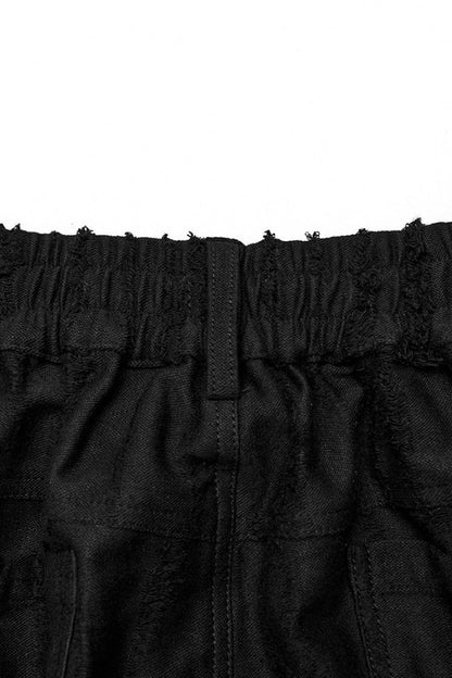 Women's Steampunk Loose Pants in Knitted Fabric with Eyelet Pocket