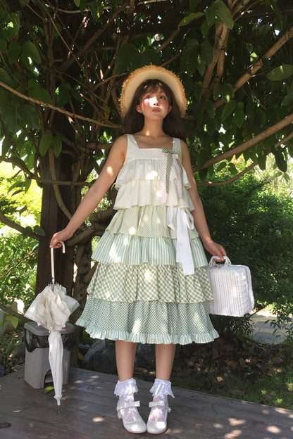 Emerald Forest Multi-Layered Ruffle Holiday Sweet JSK Dress
