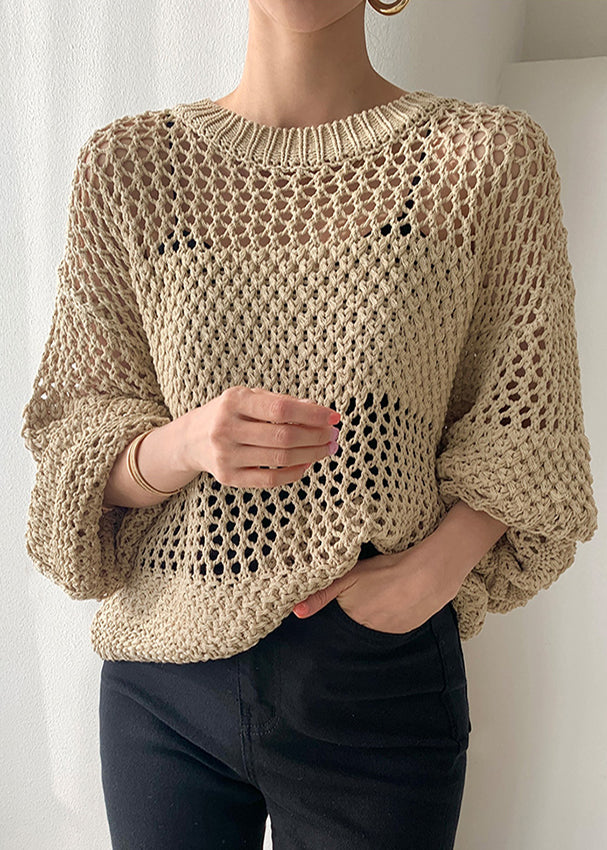 Spring Oversized Hollow Out Knit Style Sweaters Black