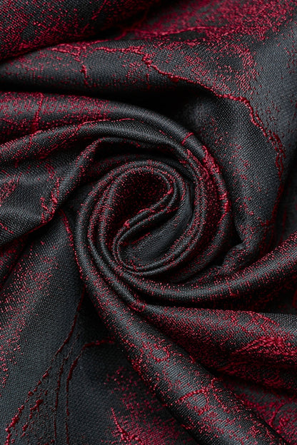 Crimson & Obsidian Short Puff Sleeves Lace-Up Gothic Dress