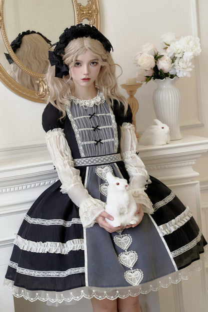 Princess-Style JSK Dress with Bowknot Cardigan and Short Sleeves in Two Colors - RoyalSweet