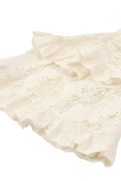 Steampunk Women's Blouse with Trumpet Sleeves & Layered Lace-Up in Cream