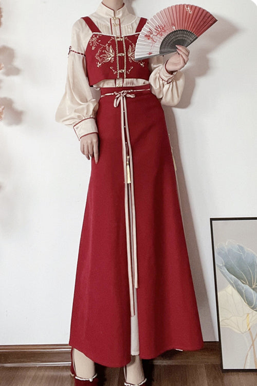 Crimson Song Han Dynasty High-Waisted Soft Hanfu Dress
