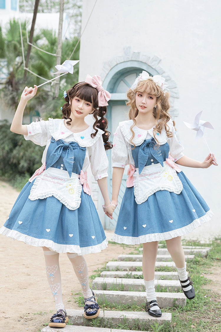 Azure Cowboys Are Busy Ruffle Bow Sweet Lolita Strap Gown
