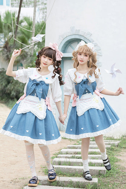 Azure Cowboys Are Busy Ruffle Bow Sweet Lolita Strap Gown