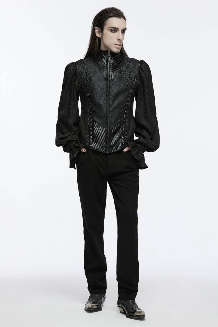 No-Sleeve Eyelet Lace-Up Men's Gothic Waistcoat