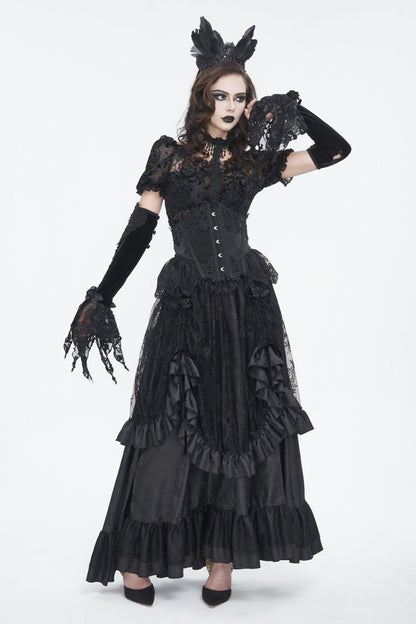 Patchwork Lace-Up Mesh Eyelet Embroidered Royal Underbust Corset