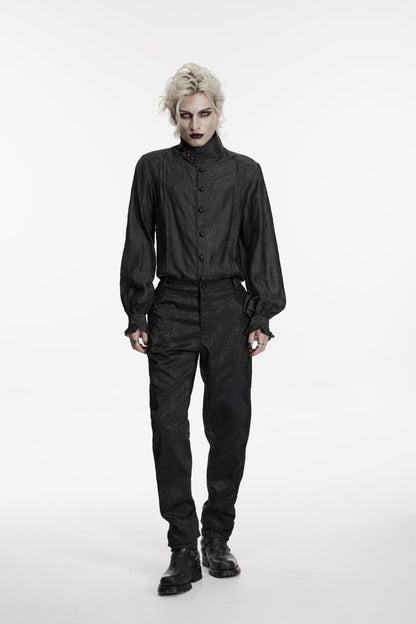Men's Gothic Gorgeous Handsome Slim Pants in Black Jacquard