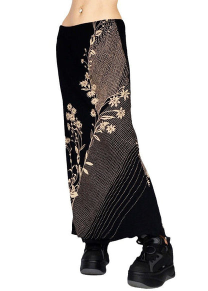 Art Low Waist Skirts Print Spring Holiday Black