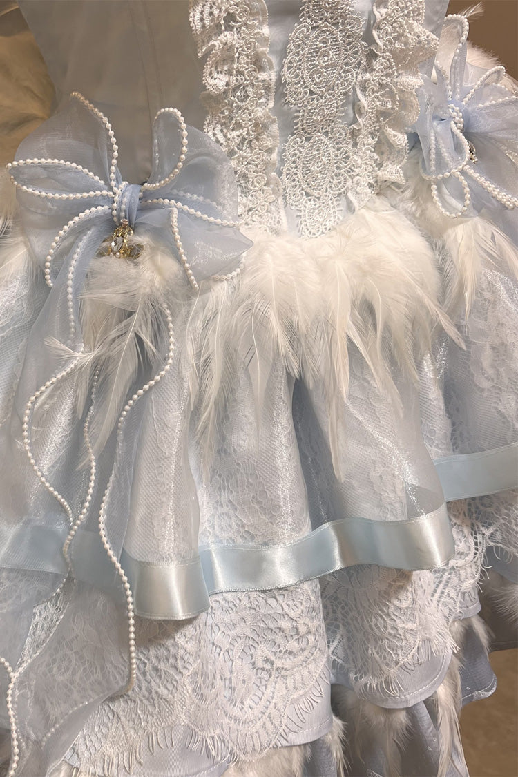 Ballet-Inspired Multi-Layer Ruffle JSK Dress with Bowknot in Three Hues - EtherealGrace