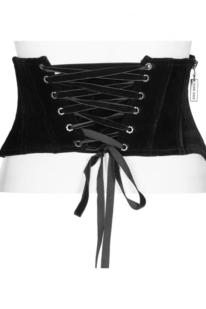 Women's Corset with Lace-Up and Slim Fit in Black Jacquard