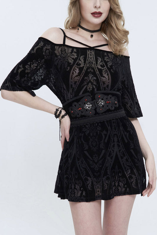 Front Long Back Slit Off-Shoulder Punk Dress for Women