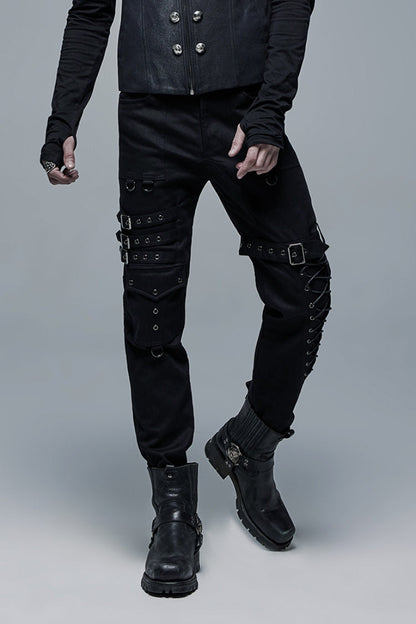 Detachable Steampunk Pants with Multi Pockets and Buckles