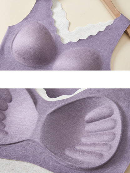 Women Solid Seamless Warm With Breast Pads Base Underwear AK1003