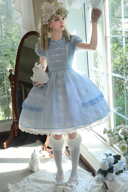 Princess-Style JSK Dress with Bowknot Cardigan and Short Sleeves in Two Colors - RoyalSweet