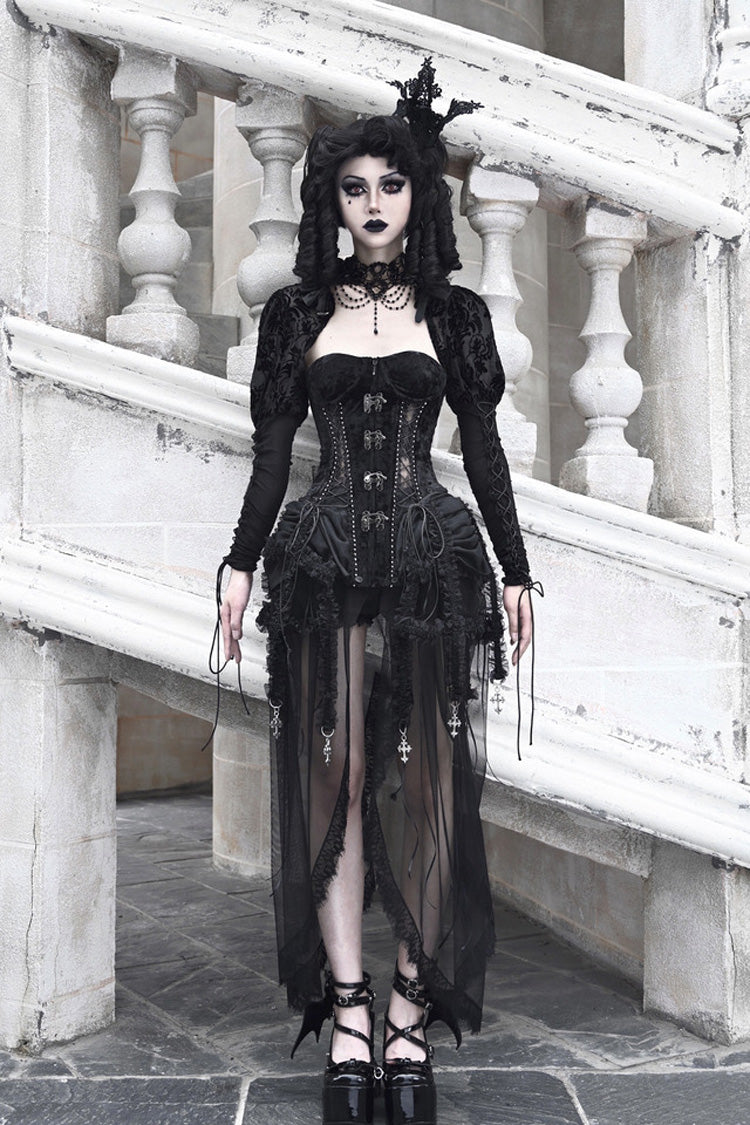 Ebony Cutout Corset Lace-Up Gothic Dress - Hell Alice