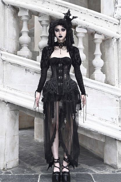 Ebony Cutout Corset Lace-Up Gothic Dress - Hell Alice