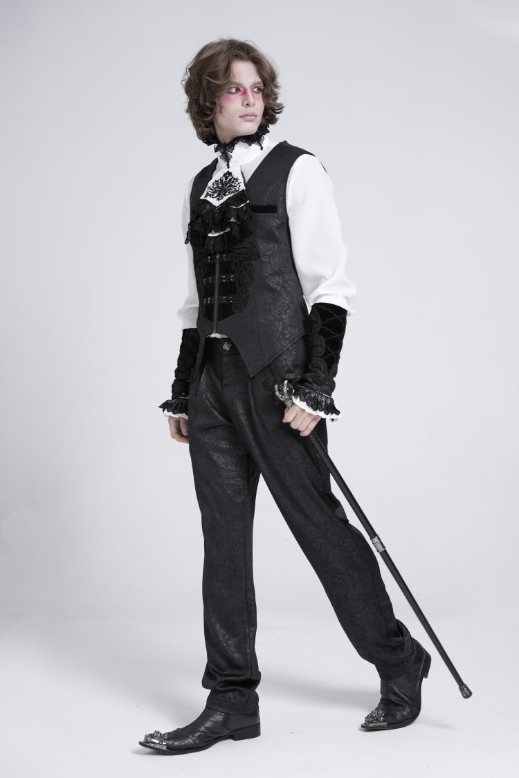 No-Sleeve Floral Stitched Velvet Men's Gothic Waistcoat