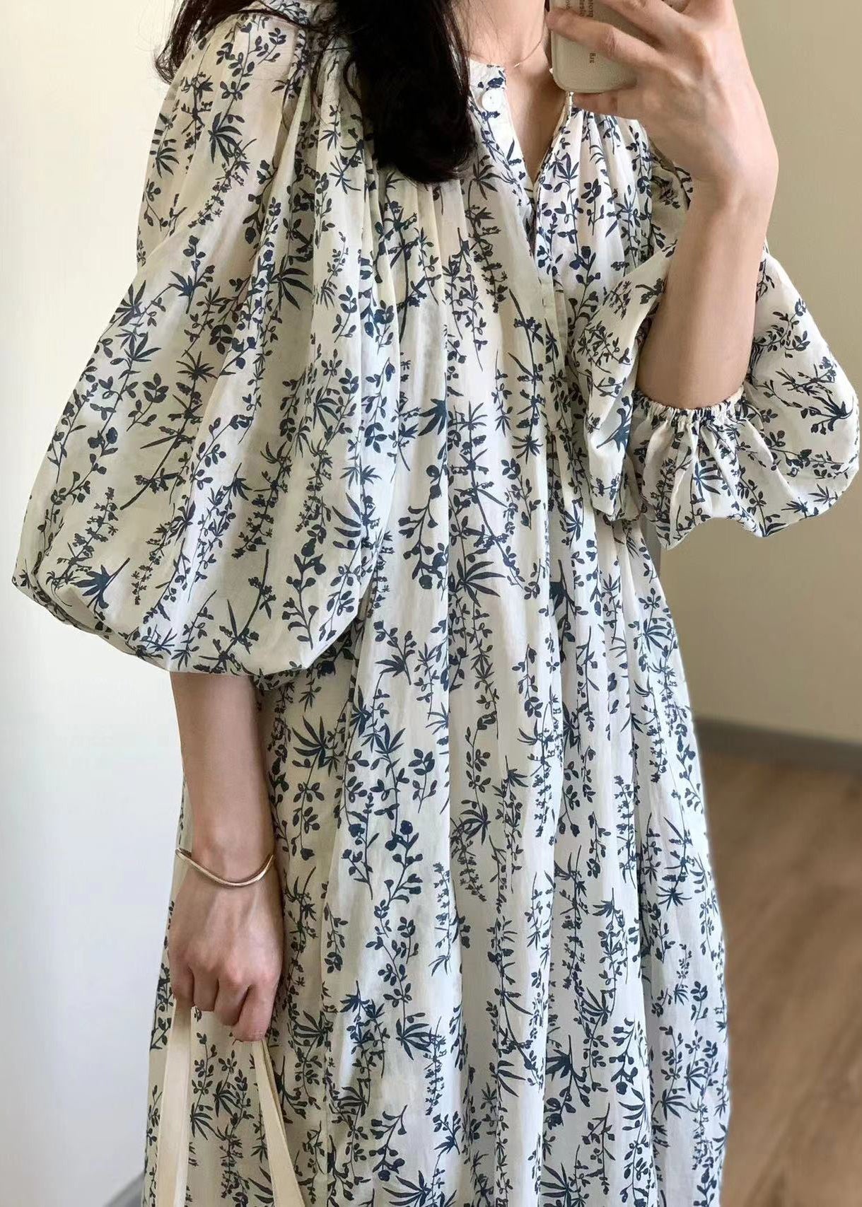 Robe longue élégante en coton avec imprimé boutonné et ceinture nouée à la taille pour l'été QP057 