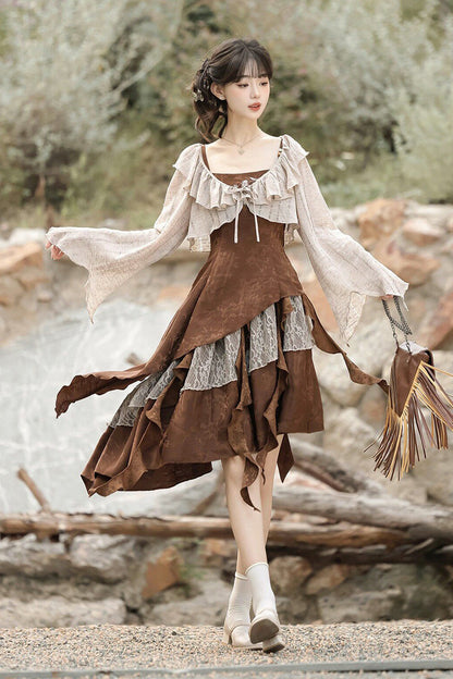Dune Traveler Asymmetric Punk Vintage Lolita Jumper Set
