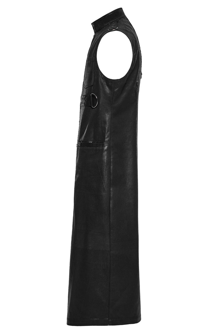 Faux Leather Punk Long Vest for Men