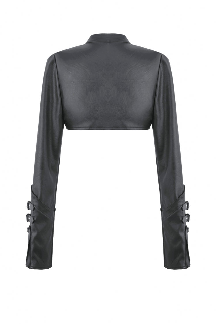 PU Leather Zippered Shrug with Buckled Straps