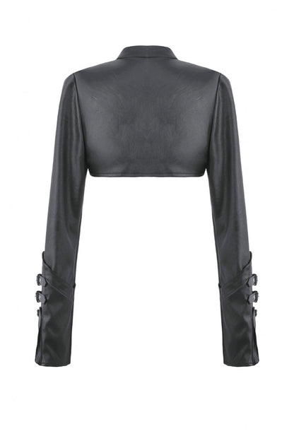 PU Leather Zippered Shrug with Buckled Straps