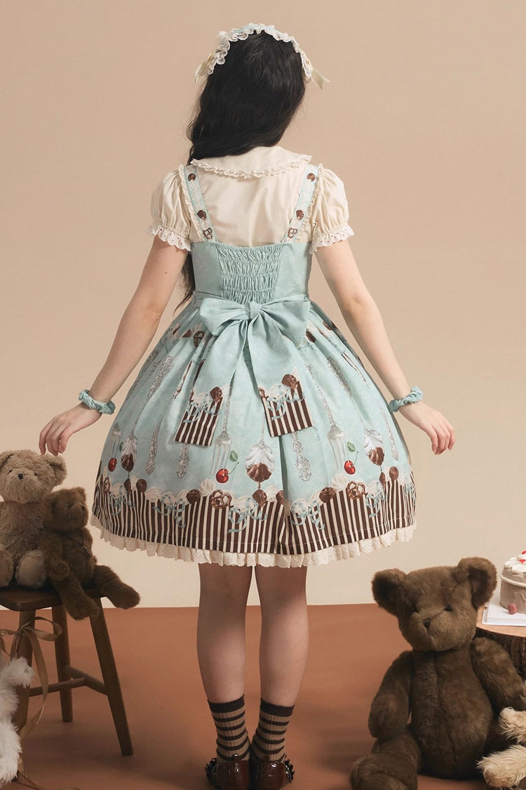 Emerald Print Bow Sweet Lolita Jumper Dress