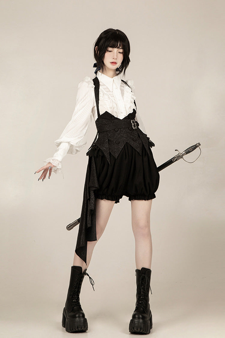 Ebony Long-Sleeve Pirate Style Gothic Shorts - Gold Hunter