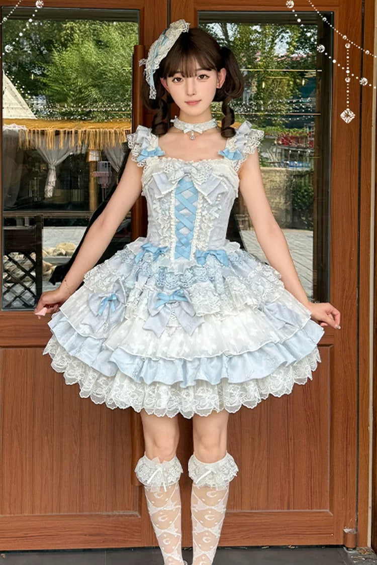 Honey Sweet Tart Jacquard Ruffle Square Collar Lolita JSK Dress