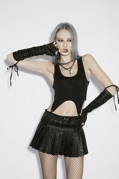 College-Style Pleated Punk Skirt with Cool Print