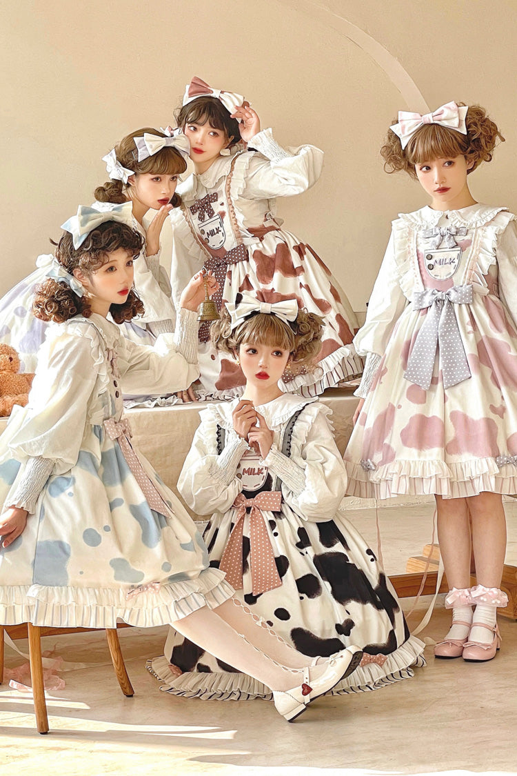 Cow Print Ruffled Bow Lolita JSK in Multiple Colors