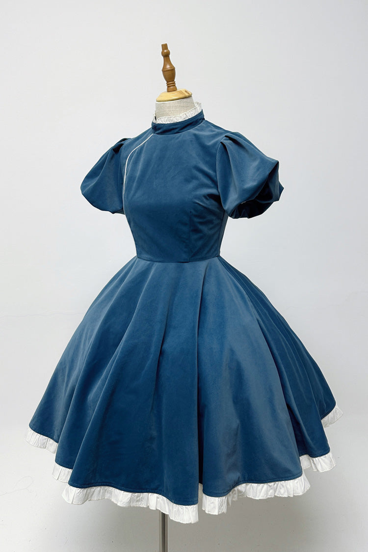 Azure Dark Fairy Tale Alice Long Sleeve Ruffle Gothic Lolita Gown