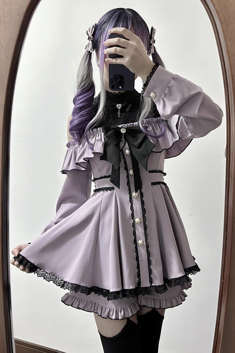 Japanese Strapless Jirai Kei Dress Set - Ruffle Lace
