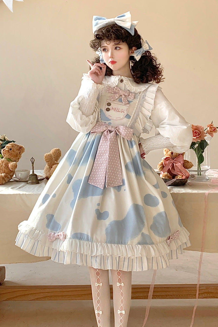 Cow Print Ruffled Bow Lolita JSK in Multiple Colors