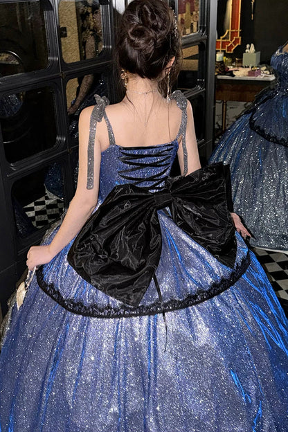 Galaxy of Fallen Tears Glitter Ruffle Asymmetric Sweet JSK