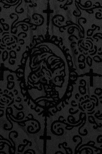 Gothic Beaded Cross Tank with Flocking Print