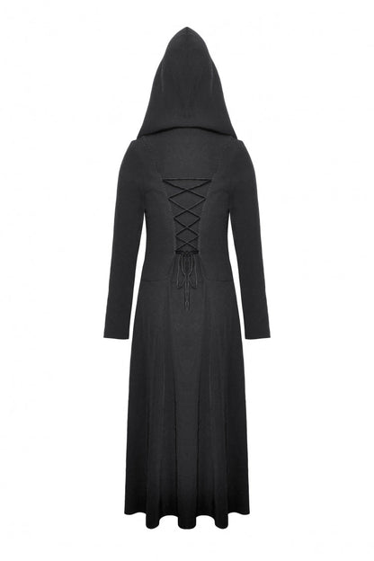 Hooded Punk Jacket with Ruffled Lace-Up Front for Women