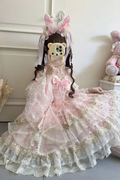 Blush Sleeveless Embroidered Bow Chinese-Style JSK