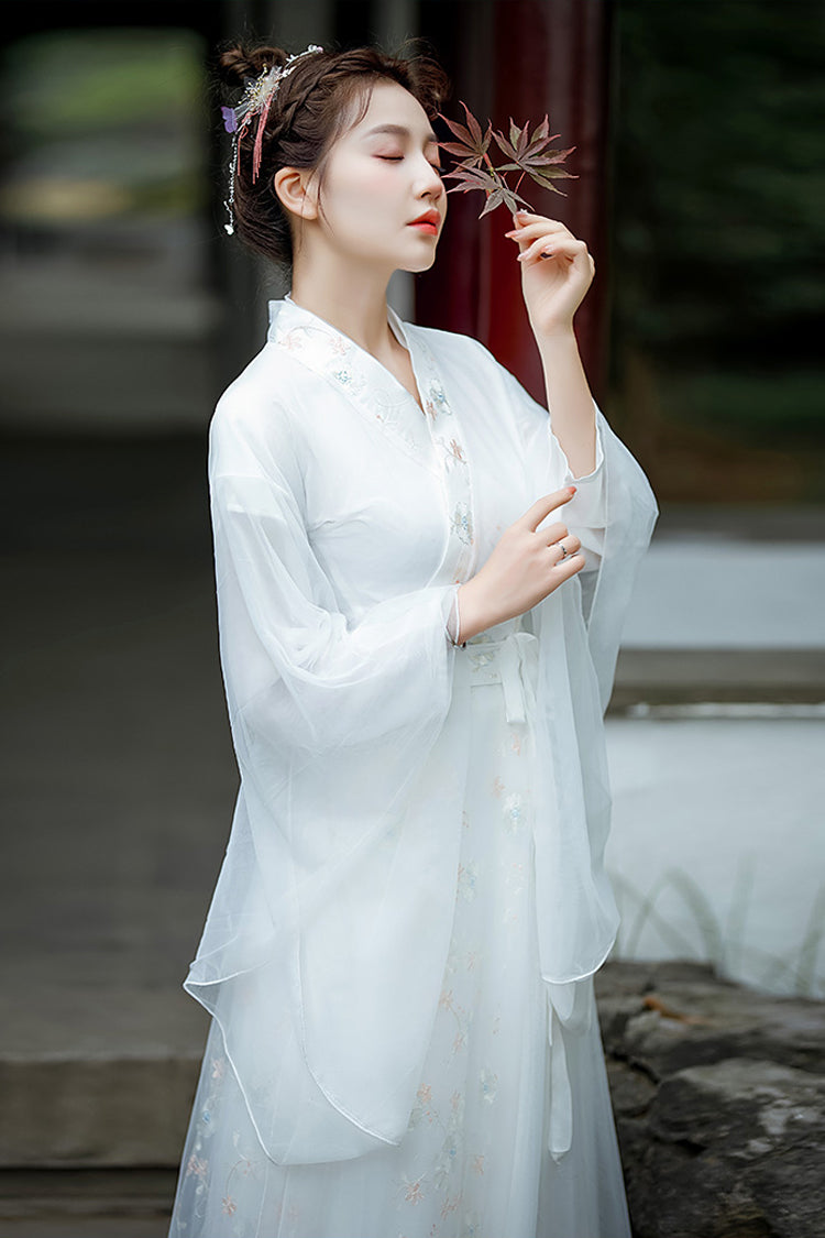 Ivory Ancient Jiangnan Embroidered Sweet Hanfu Dress