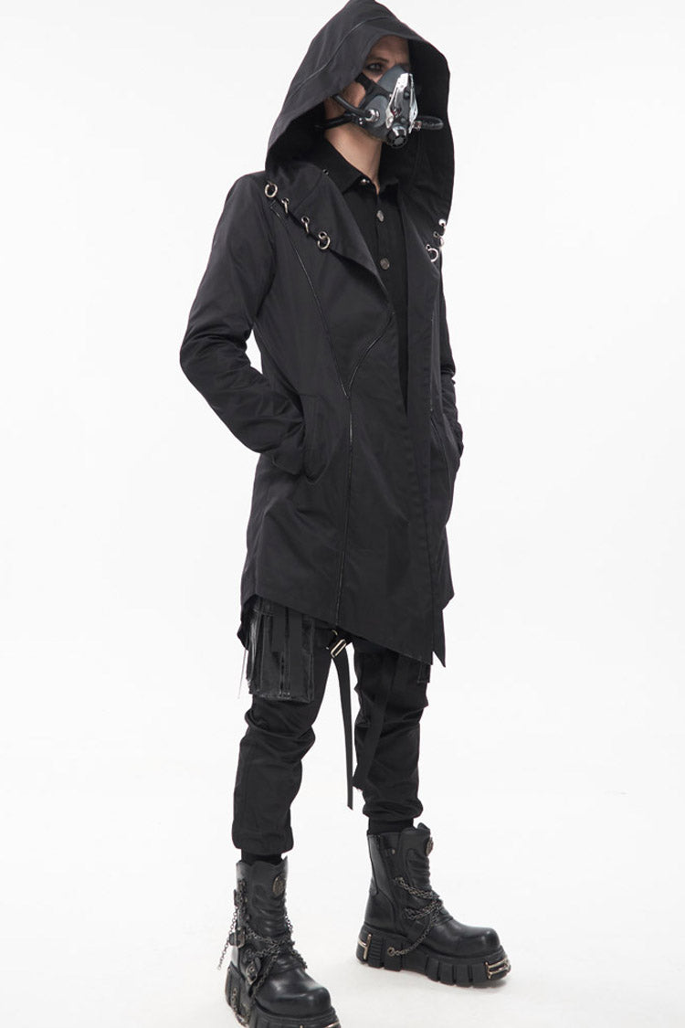 Windproof Hooded Casual Coat with Back Strap Detailing