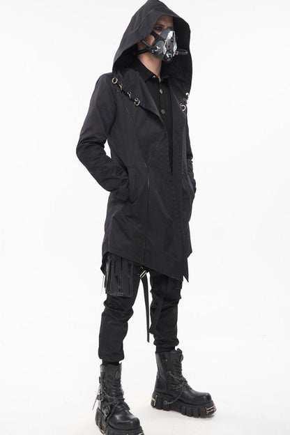 Windproof Hooded Casual Coat with Back Strap Detailing