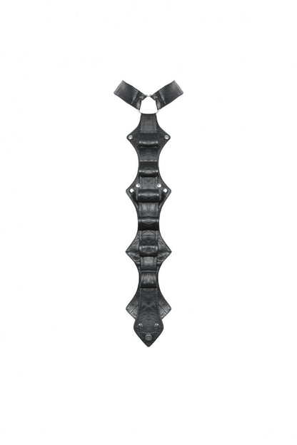 Punk PU Necktie in Black with Irregular Design