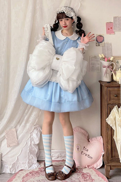 Ivory Large Bow Metal Heart Nameplate Lolita Backpack